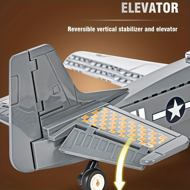 285pcs Military P-51 Mustang Fighter Building Blocks, Army Educational Bricks For Children, Birthday Toys, Christmas Gifts