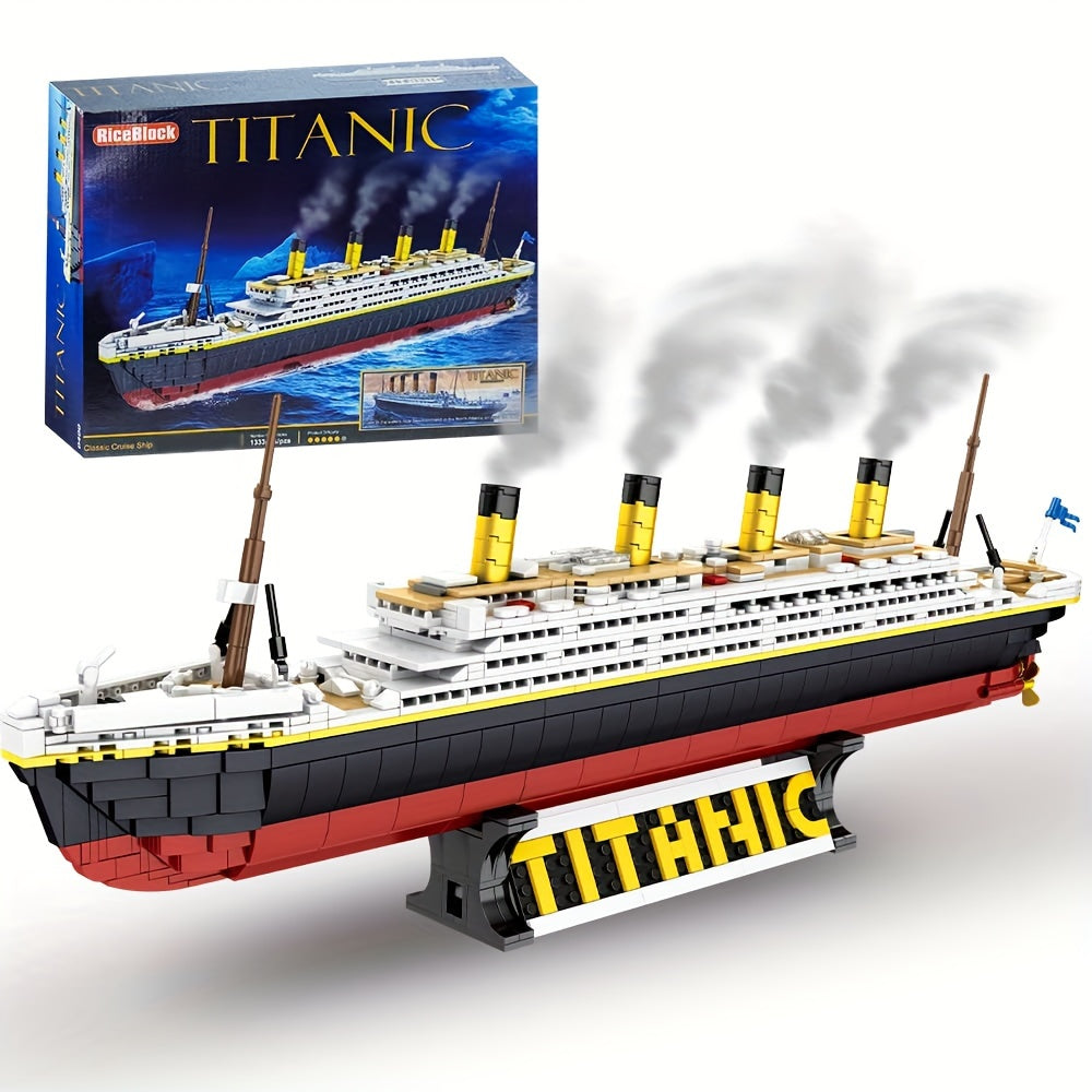 Large Titanic Model Building Block Kit, 1333 Pieces Adults Challenging Huge Titanic Cruise Ship Model Building Set Toys