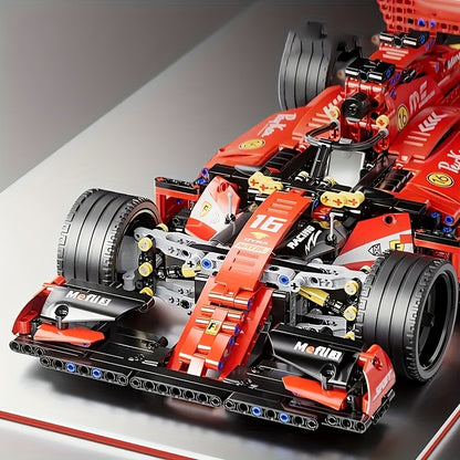 1200+pcs Red Equation Supercar Building Blocks Ornament, High Difficult Inserted Toy, Birthday Gift, New Year Gift Easter Gift