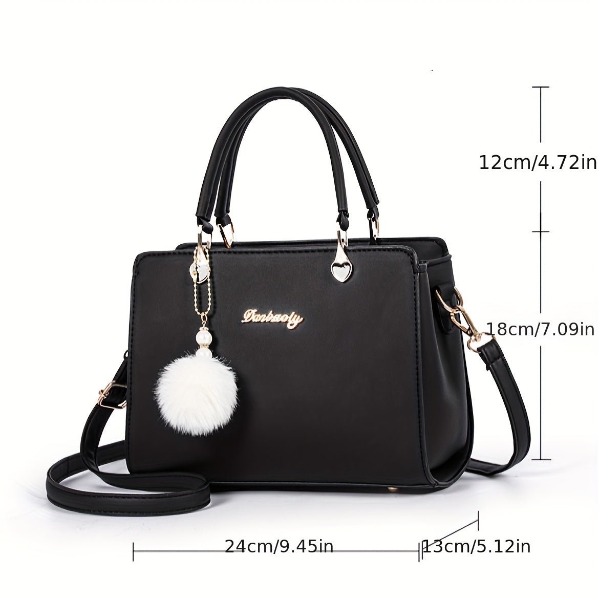 today's deals，No middlemen to make the difference!Fashion Solid Color Handbag, Women's Top Handle Square Purse, Elegant Crossbody Bag With Pompom Ball Pendant