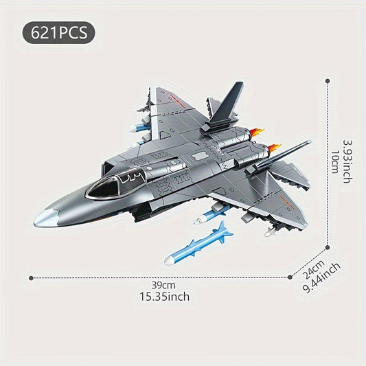 621pcs Stealth Fighter Building Blocks, Fifth Generation Aircraft Toys, Locomotive Assembled Models, Handmade DIY Living Room Decorations, B