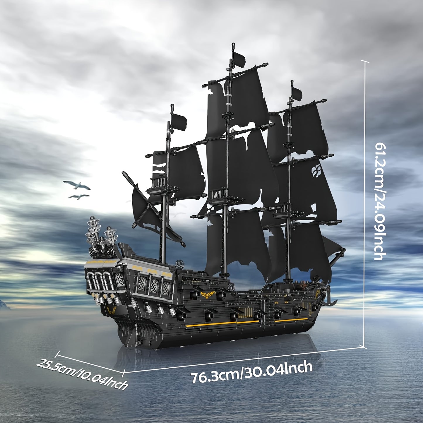 2868pcs Black Pirate Ship Building Blocks for Adults - Educational DIY Toy and Holiday Gift