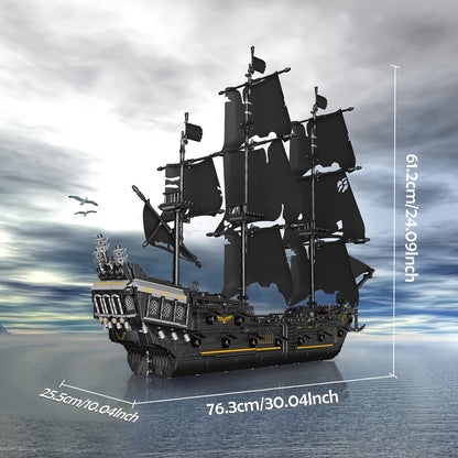 2868pcs Black Pirate Ship Building Blocks for Adults - Educational DIY Toy and Holiday Gift