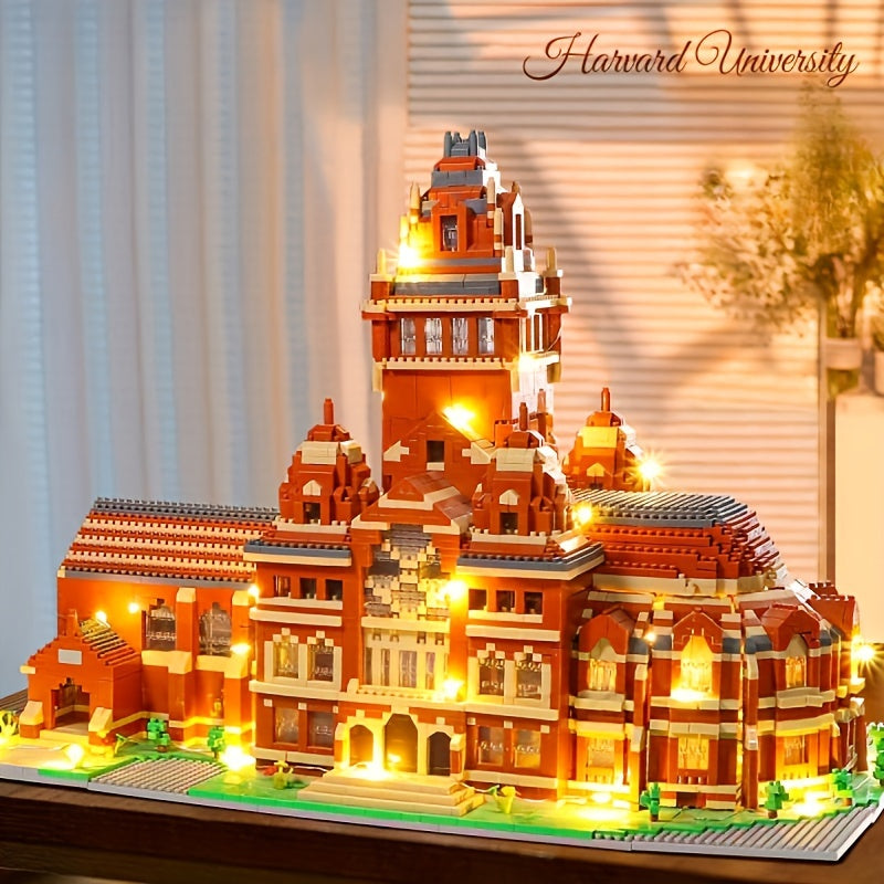 3500+pcs A super stunning Harvard University architectural micro particle building block assembly toy