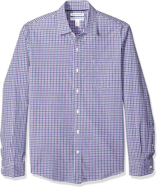HOTAmazon Essentials Men's Regular-Fit Long-Sleeve Casual Poplin Shirt, Button Front, Business Casual, Collared