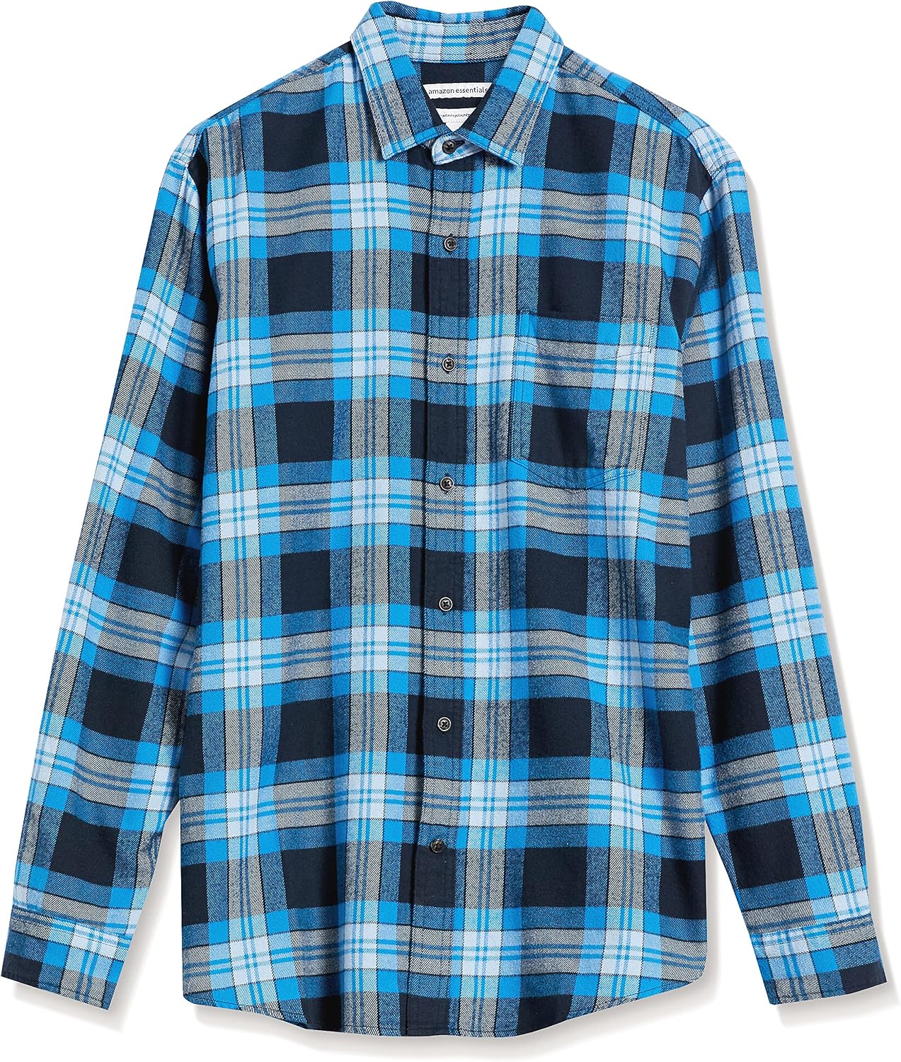 HOTAmazon Essentials Men's Regular Fit Long-Sleeve Flannel Shirt, Soft Brushed Cotton, Lightweight yet Warm