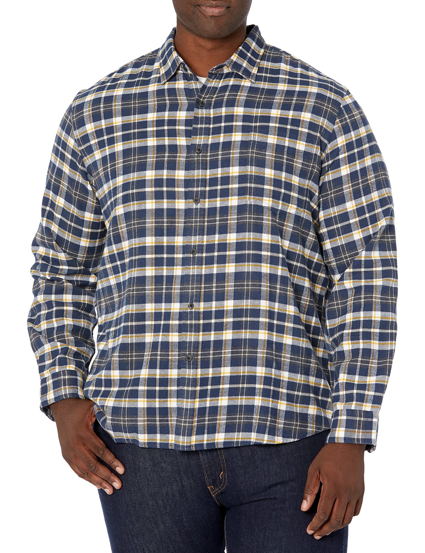 HOTAmazon Essentials Men's Slim-Fit Flannel Shirt, Long Sleeve Button Down Plaid