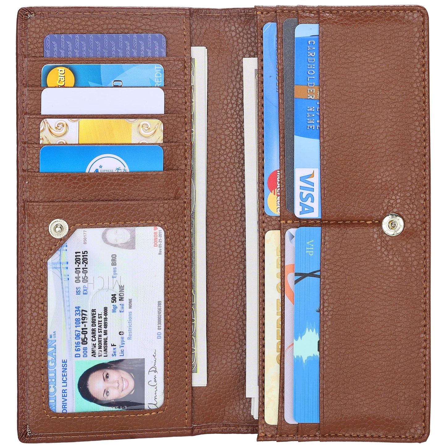 HOTLavemi Ultra Slim Thin Leather Women Wallet RFID Blocking Credit Card Holder Bifold Long Ladies Billfold
