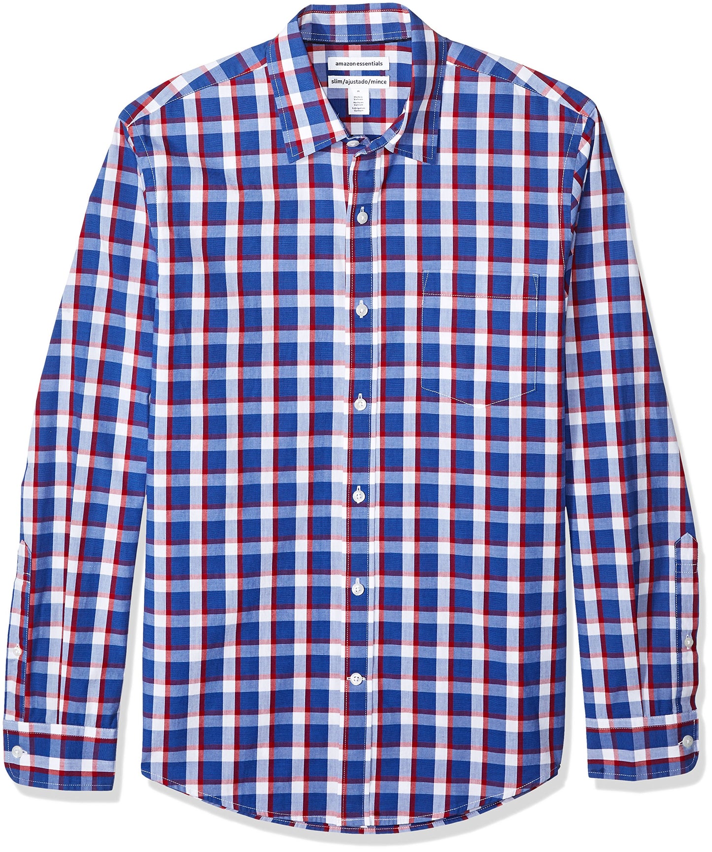 HOTAmazon Essentials Men's Regular-Fit Long-Sleeve Casual Poplin Shirt, Button Front, Business Casual, Collared