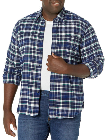 HOTAmazon Essentials Men's Slim-Fit Flannel Shirt, Long Sleeve Button Down Plaid