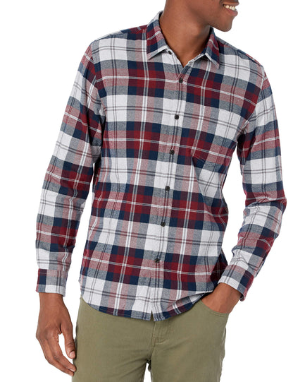 HOTAmazon Essentials Men's Slim-Fit Flannel Shirt, Long Sleeve Button Down Plaid
