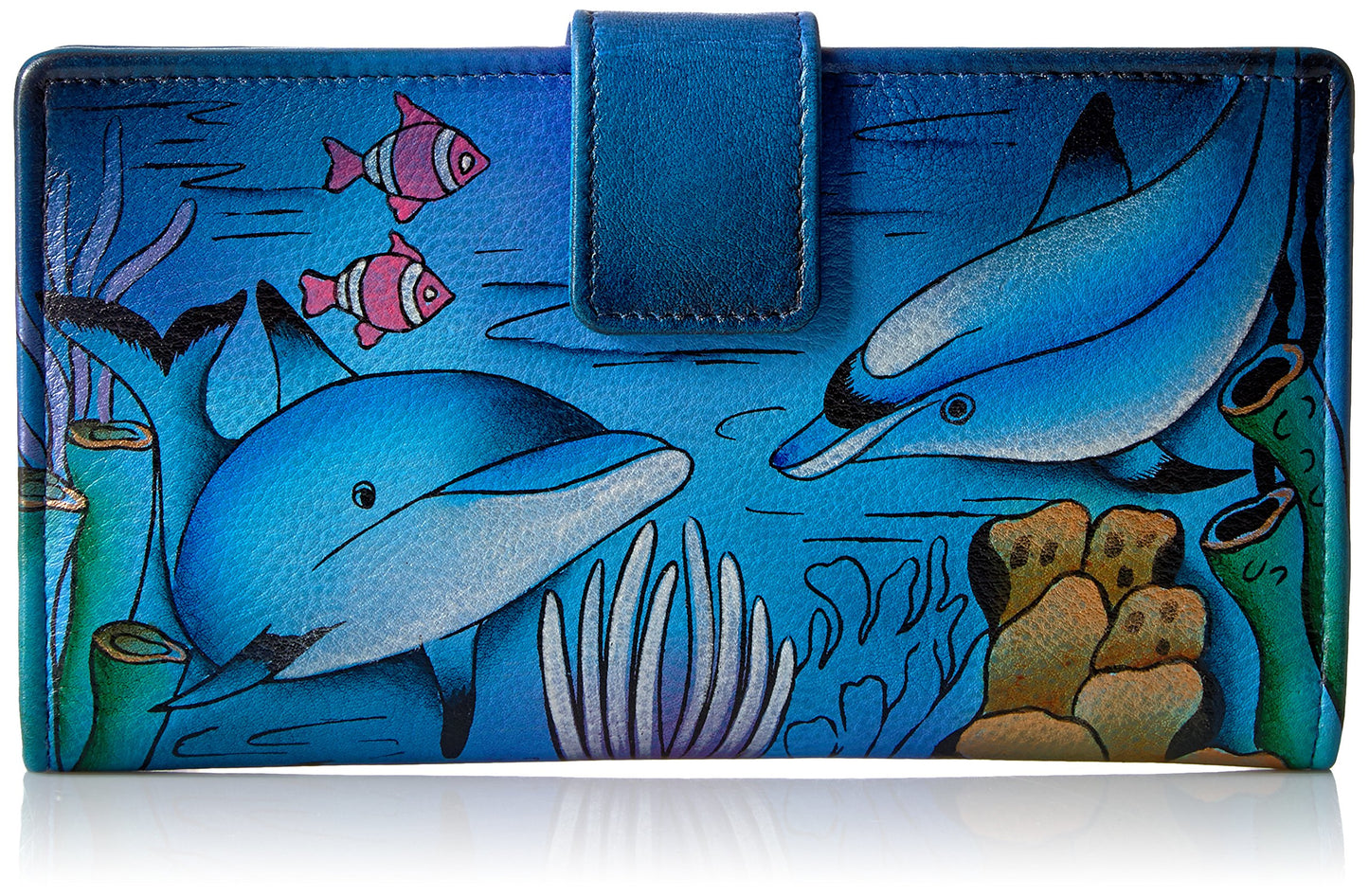 HOTAnna by Anuschka Women's Hand Painted Genuine Leather Two Fold Organizer Wallet