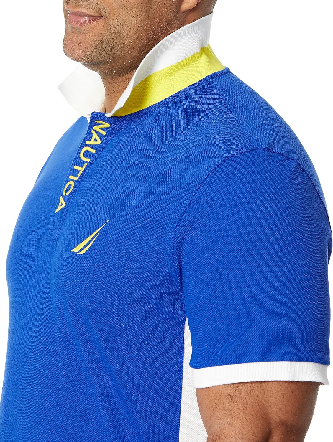HOTNautica Men's Short Sleeve Color Block Performance Pique Polo Shirt