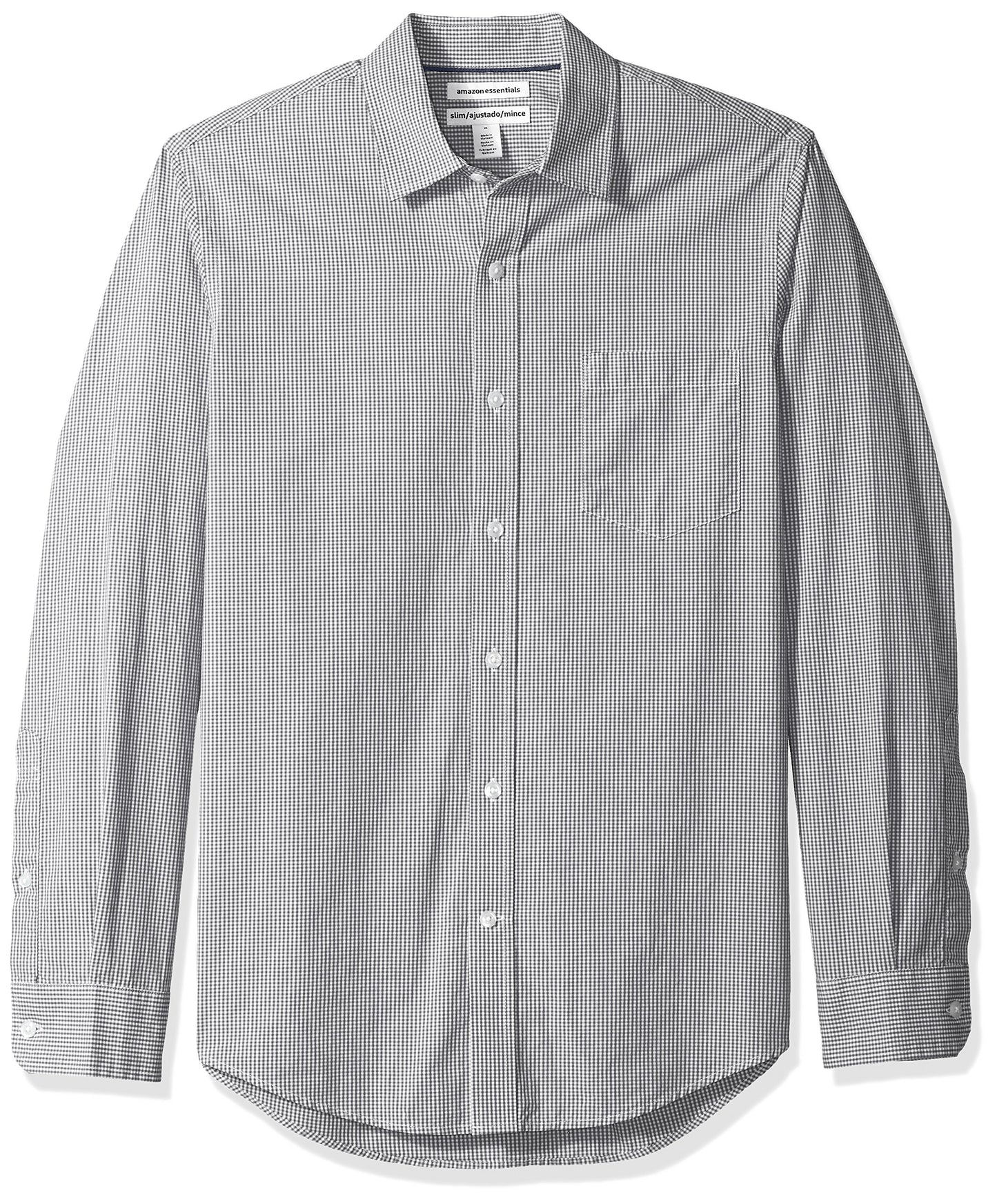 HOTAmazon Essentials Men's Regular-Fit Long-Sleeve Casual Poplin Shirt, Button Front, Business Casual, Collared