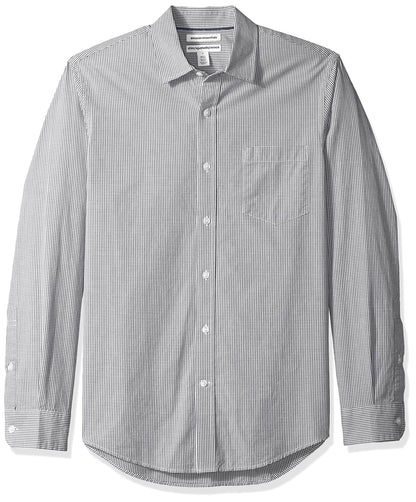 HOTAmazon Essentials Men's Regular-Fit Long-Sleeve Casual Poplin Shirt, Button Front, Business Casual, Collared