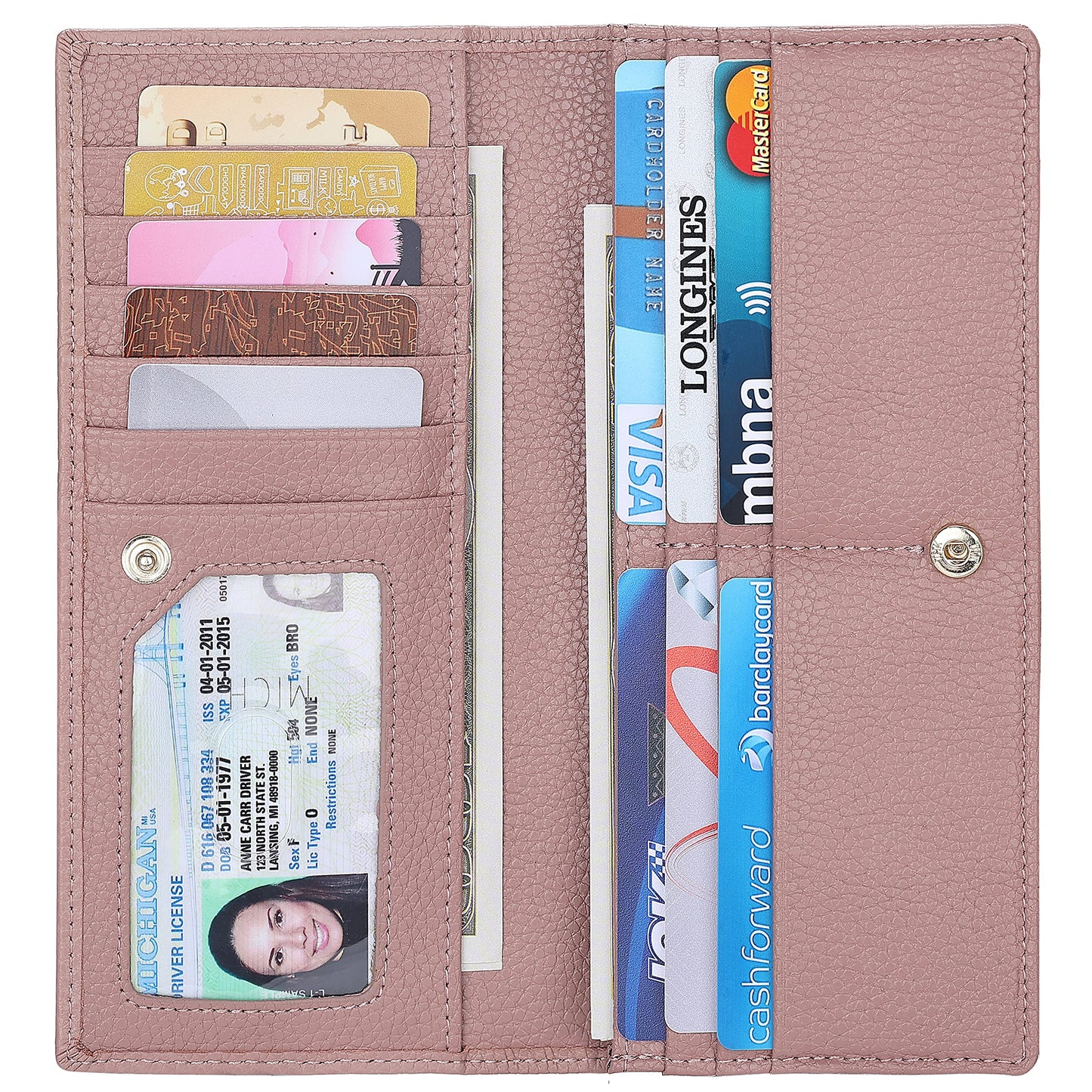HOTLavemi Ultra Slim Thin Leather Women Wallet RFID Blocking Credit Card Holder Bifold Long Ladies Billfold