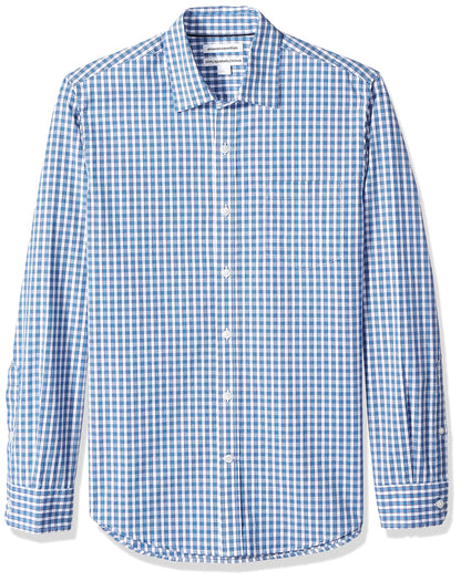 HOTAmazon Essentials Men's Regular-Fit Long-Sleeve Casual Poplin Shirt, Button Front, Business Casual, Collared