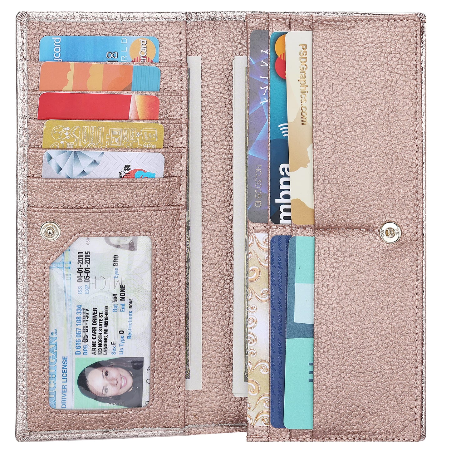 HOTLavemi Ultra Slim Thin Leather Women Wallet RFID Blocking Credit Card Holder Bifold Long Ladies Billfold