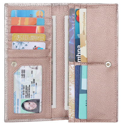 HOTLavemi Ultra Slim Thin Leather Women Wallet RFID Blocking Credit Card Holder Bifold Long Ladies Billfold