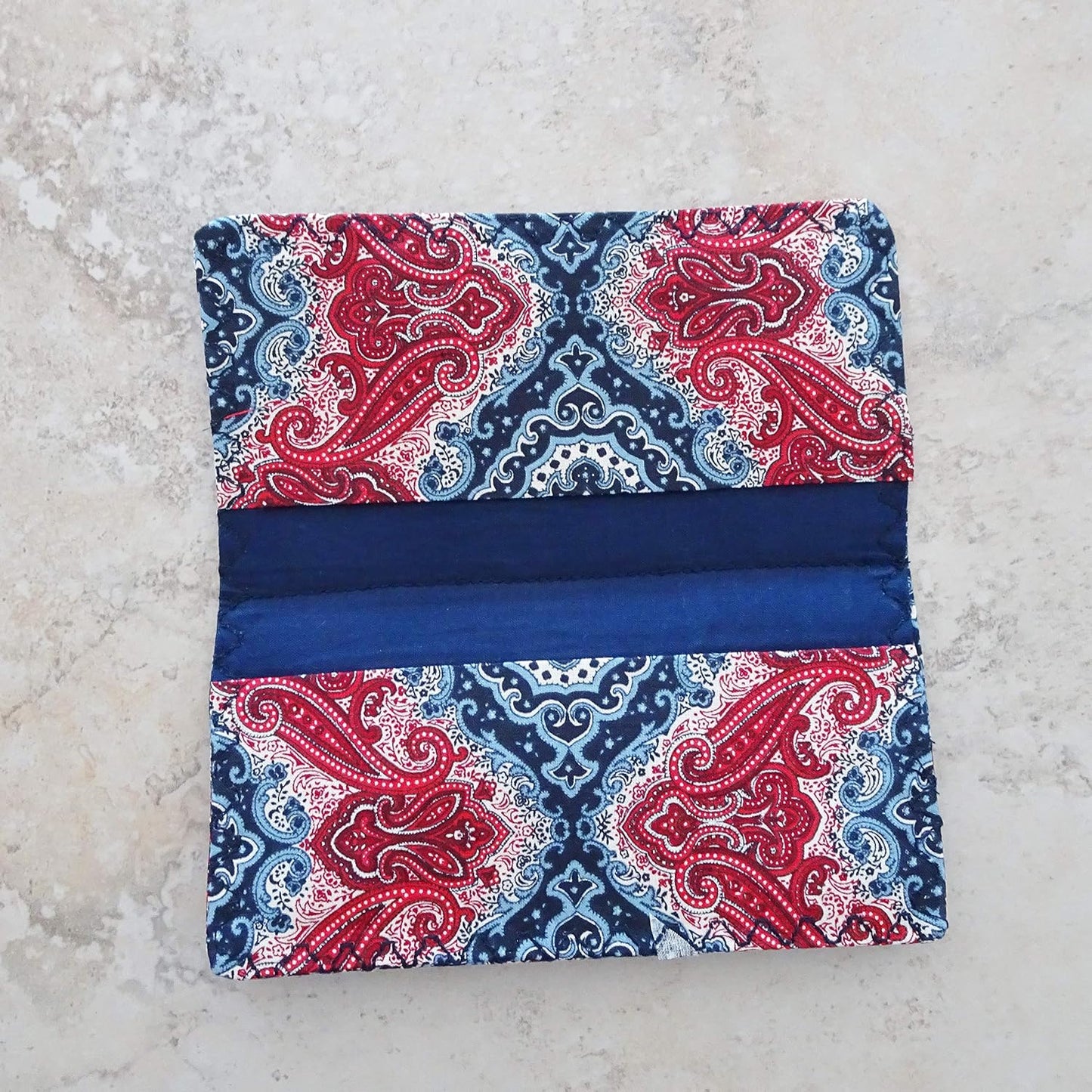 HOTCheckbook Cover, Billfold Wallet, Paisley Fabric Checkbook Case