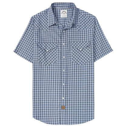 HOTDubinik® Viscose Made from Bamboo Mens Short Sleeve Shirts Plaid Shirt Western Cowboy Pearl Snap Casual Plaid Shirts for Men