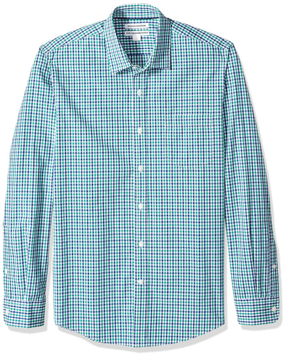 HOTAmazon Essentials Men's Regular-Fit Long-Sleeve Casual Poplin Shirt, Button Front, Business Casual, Collared