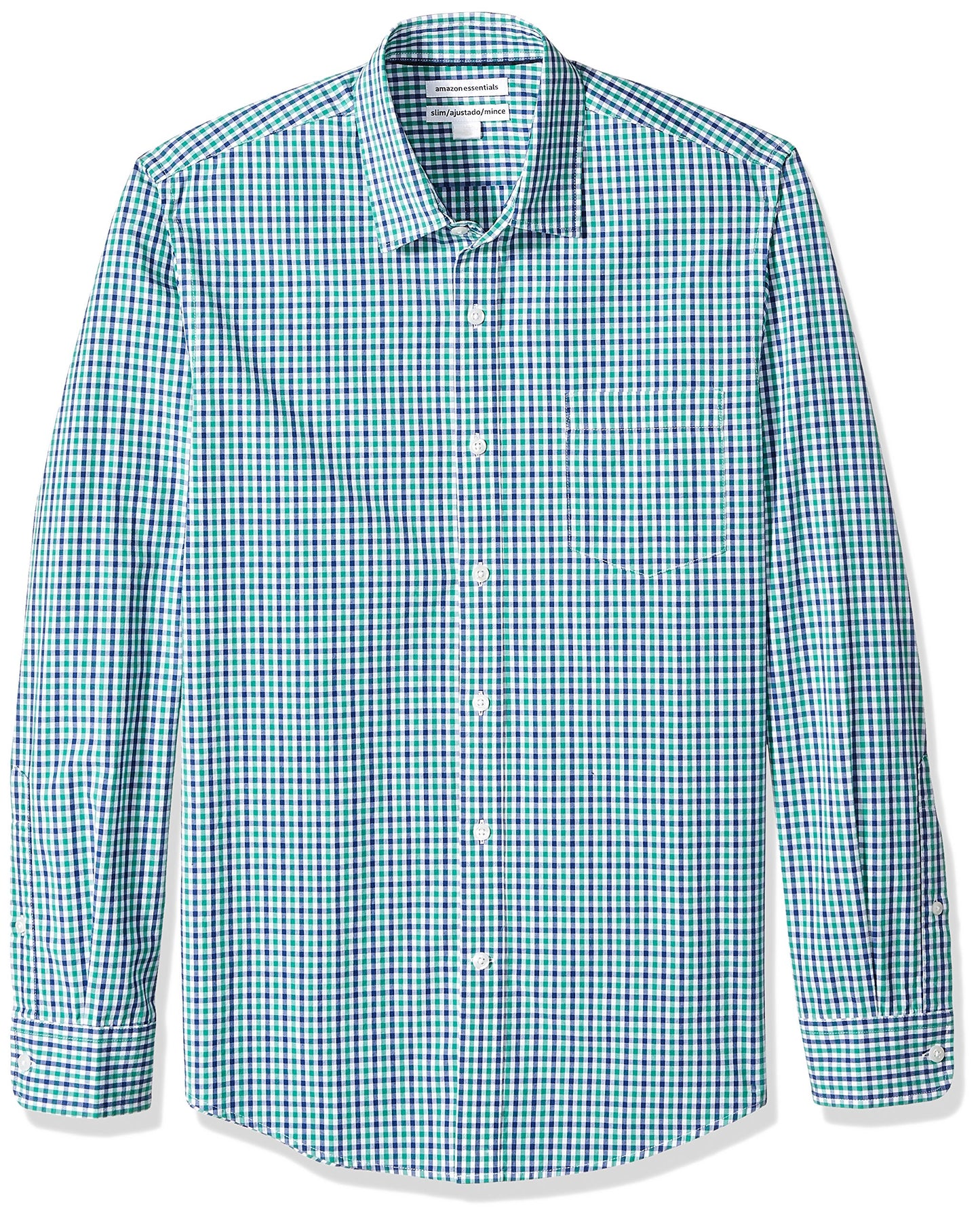 HOTAmazon Essentials Men's Regular-Fit Long-Sleeve Casual Poplin Shirt, Button Front, Business Casual, Collared