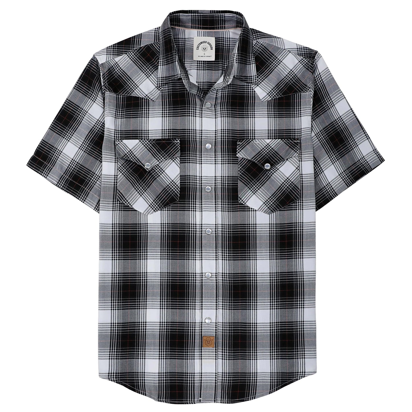 HOTDubinik® Viscose Made from Bamboo Mens Short Sleeve Shirts Plaid Shirt Western Cowboy Pearl Snap Casual Plaid Shirts for Men