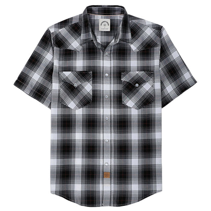 HOTDubinik® Viscose Made from Bamboo Mens Short Sleeve Shirts Plaid Shirt Western Cowboy Pearl Snap Casual Plaid Shirts for Men