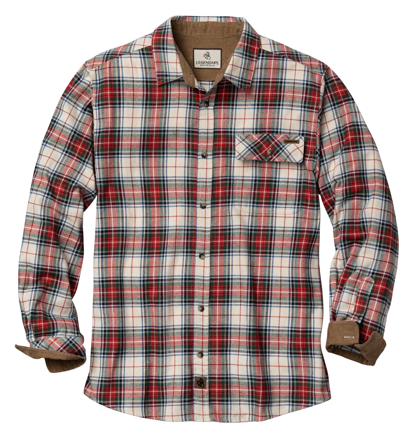 HOTLegendary Whitetails Mens Long Sleeve Button Down 100% Cotton Flannel Shirt