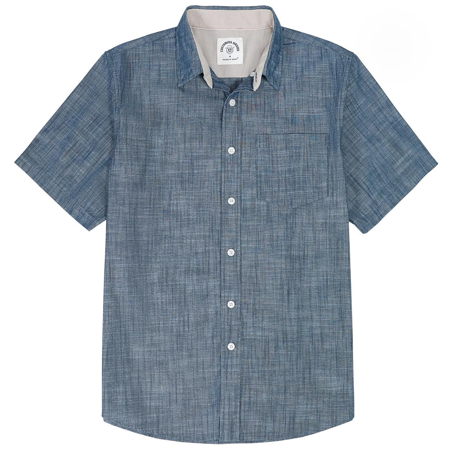 HOTDubinik® Mens Short Sleeve Button Down Shirts 100% Cotton Plaid Men's Casual Button-Down Shirts with Pocket