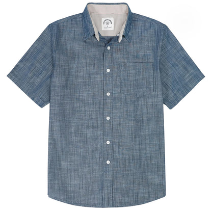 HOTDubinik® Mens Short Sleeve Button Down Shirts 100% Cotton Plaid Men's Casual Button-Down Shirts with Pocket