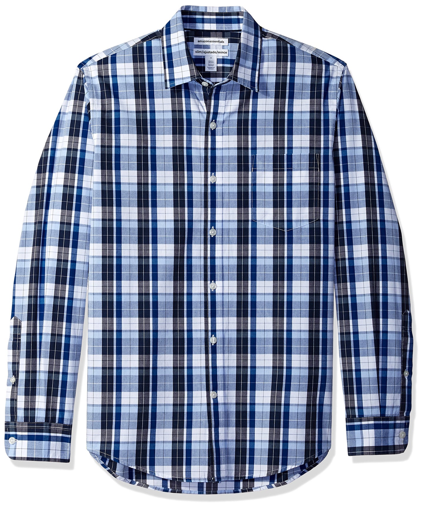 HOTAmazon Essentials Men's Regular-Fit Long-Sleeve Casual Poplin Shirt, Button Front, Business Casual, Collared