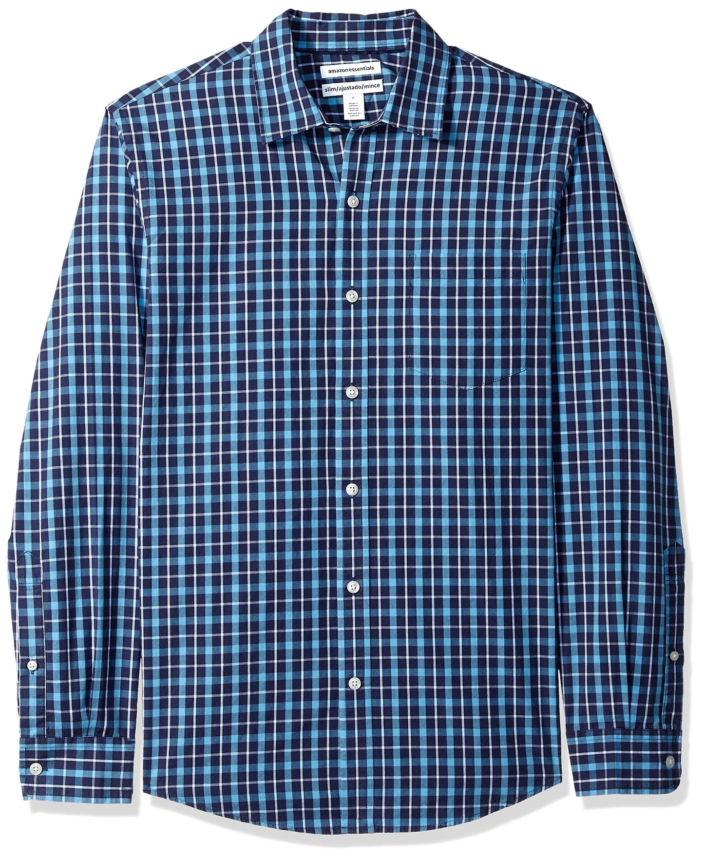 HOTAmazon Essentials Men's Regular-Fit Long-Sleeve Casual Poplin Shirt, Button Front, Business Casual, Collared