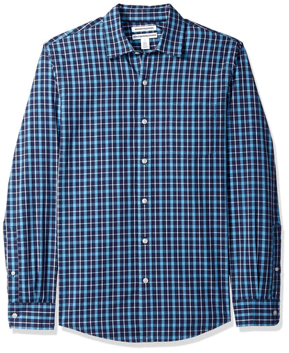 HOTAmazon Essentials Men's Regular-Fit Long-Sleeve Casual Poplin Shirt, Button Front, Business Casual, Collared