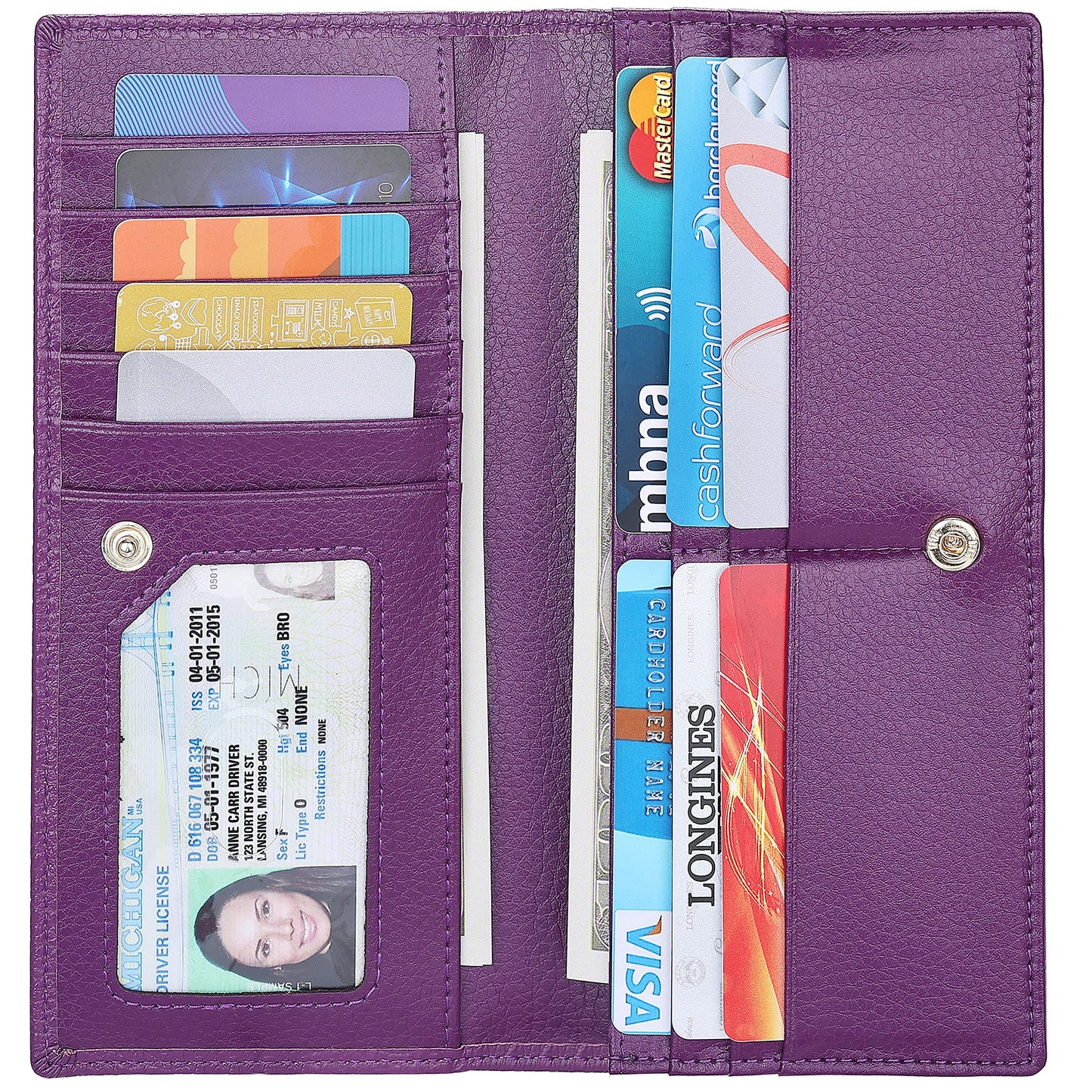 HOTLavemi Ultra Slim Thin Leather Women Wallet RFID Blocking Credit Card Holder Bifold Long Ladies Billfold