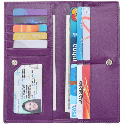 HOTLavemi Ultra Slim Thin Leather Women Wallet RFID Blocking Credit Card Holder Bifold Long Ladies Billfold