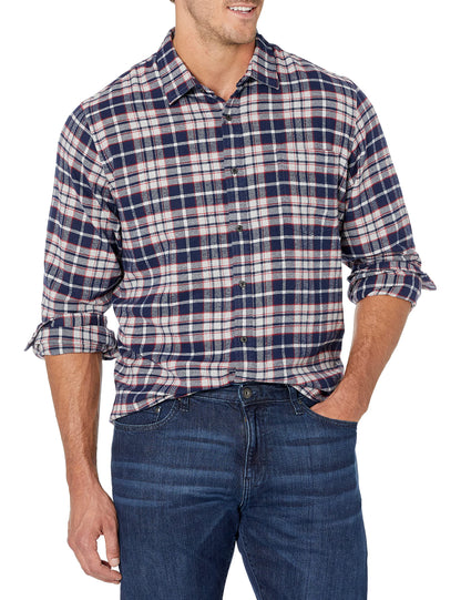 HOTAmazon Essentials Men's Slim-Fit Flannel Shirt, Long Sleeve Button Down Plaid