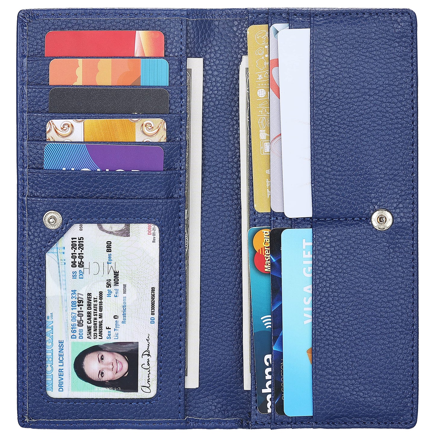 HOTLavemi Ultra Slim Thin Leather Women Wallet RFID Blocking Credit Card Holder Bifold Long Ladies Billfold