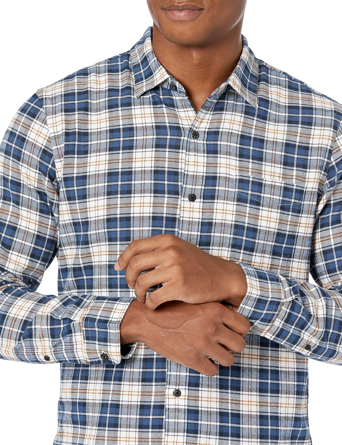 HOTAmazon Essentials Men's Slim-Fit Flannel Shirt, Long Sleeve Button Down Plaid