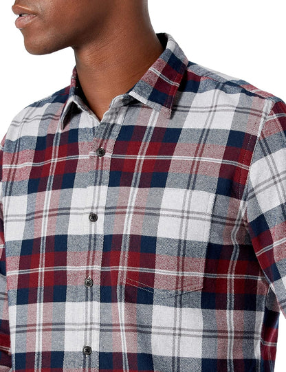 HOTAmazon Essentials Men's Slim-Fit Flannel Shirt, Long Sleeve Button Down Plaid
