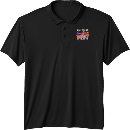 HOT250th Anniversary 250 Birthday Statue of Liberty USA Flag Performance Polo Shirt