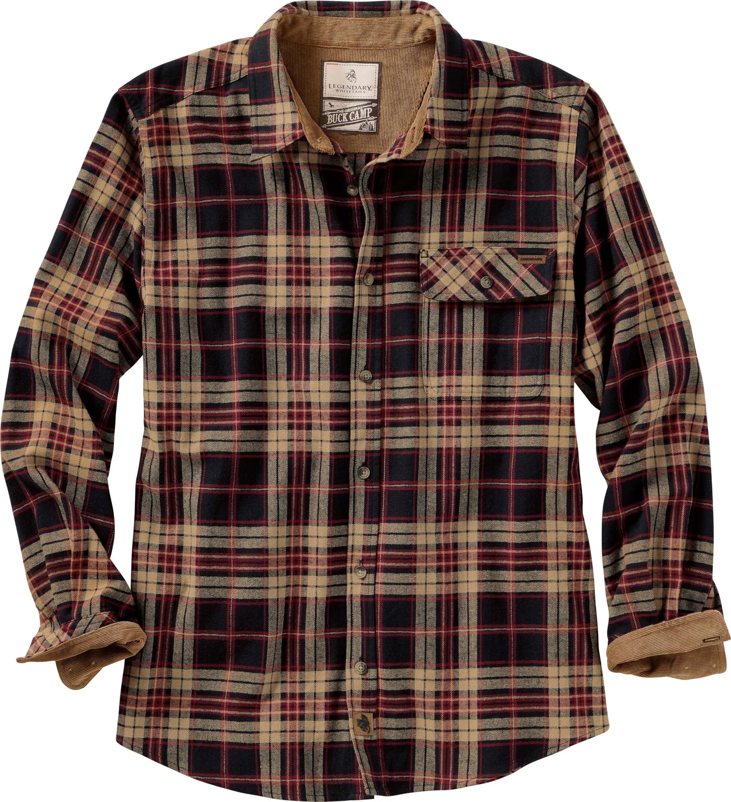 HOTLegendary Whitetails Mens Long Sleeve Button Down 100% Cotton Flannel Shirt
