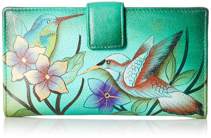 HOTAnna by Anuschka Women's Hand Painted Genuine Leather Two Fold Organizer Wallet