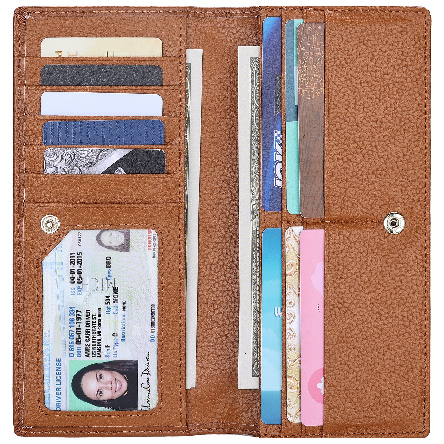 HOTLavemi Ultra Slim Thin Leather Women Wallet RFID Blocking Credit Card Holder Bifold Long Ladies Billfold