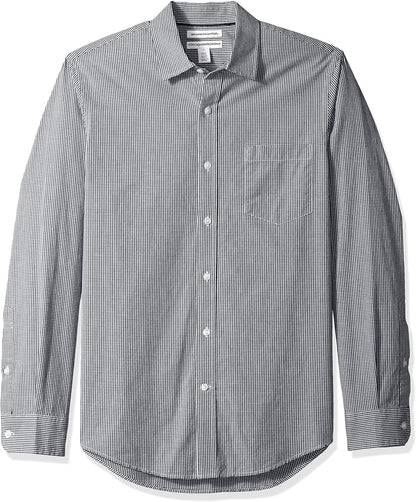 HOTAmazon Essentials Men's Regular-Fit Long-Sleeve Casual Poplin Shirt, Button Front, Business Casual, Collared