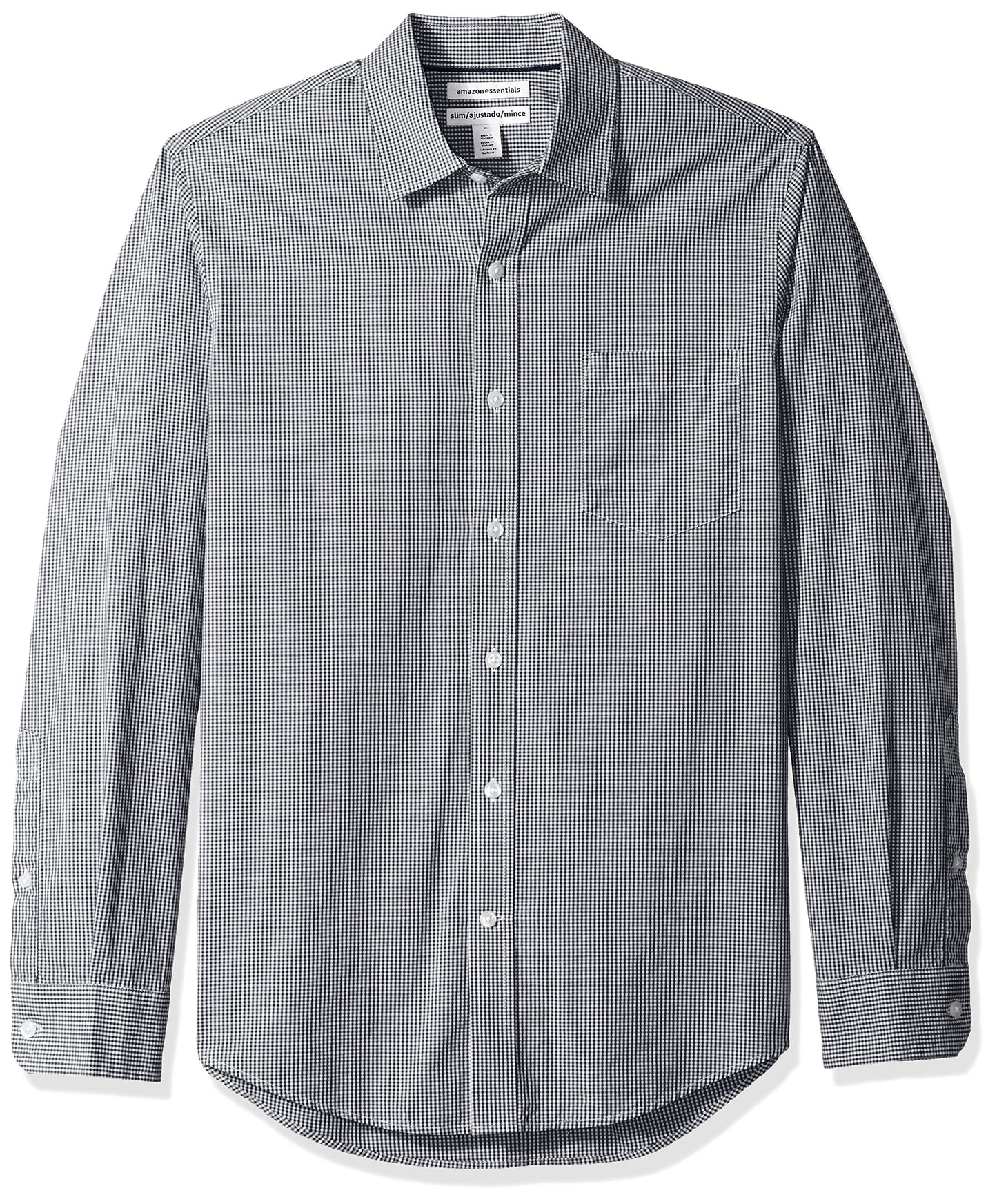 HOTAmazon Essentials Men's Regular-Fit Long-Sleeve Casual Poplin Shirt, Button Front, Business Casual, Collared