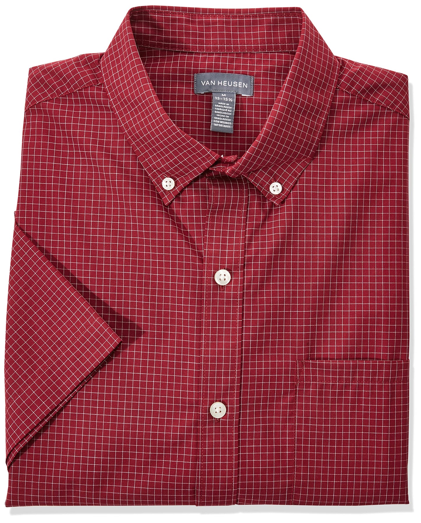 HOTVan Heusen Mens Wrinkle Free Short Sleeve Button Down Check Shirt