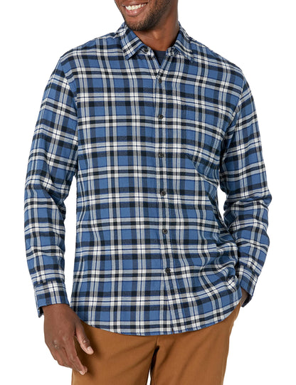 HOTAmazon Essentials Men's Regular Fit Long-Sleeve Flannel Shirt, Soft Brushed Cotton, Lightweight yet Warm