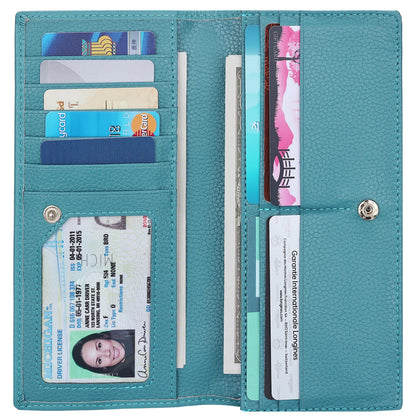 HOTLavemi Ultra Slim Thin Leather Women Wallet RFID Blocking Credit Card Holder Bifold Long Ladies Billfold